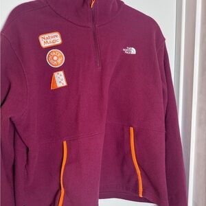 The North Face Maroon Fleece with Orange Patches